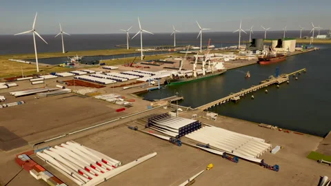 Windmills Eemshaven 動画素材 138047867