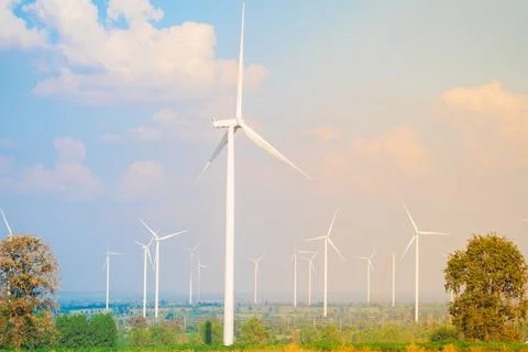 Windmills for electric Stock Photos