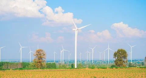 Windmills for electric Stock Photos