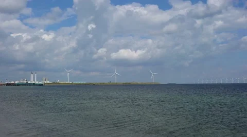 Windmills for electric power production Stock Footage