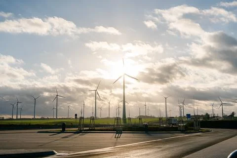 Windmills For Electricity Large Quantity. Fotos Stock