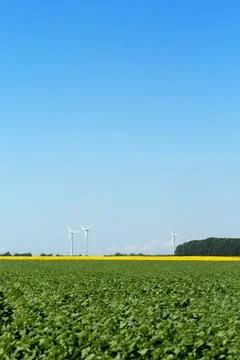 Windmills far away Stock Photos