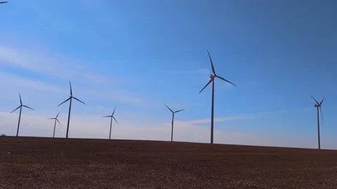 Windmills on the field Stock Footage 196081554