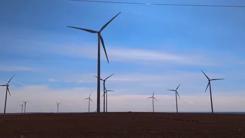 Windmills on the field Stock Footage 196081660