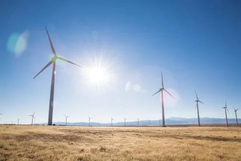 Windmills in a Field Stock Photos