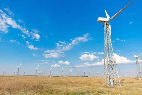 Windmills in a field Foto stock