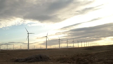 Windmills in a field of Spain. Stock Footage 125359505