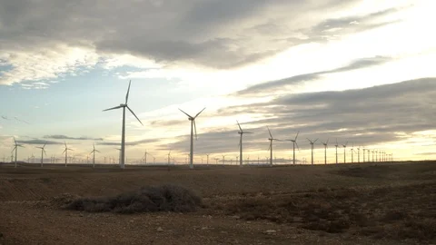 Windmills in a field of Spain Stock Footage 125362060