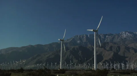 Windmills in front of Mountains Video stock 35576093