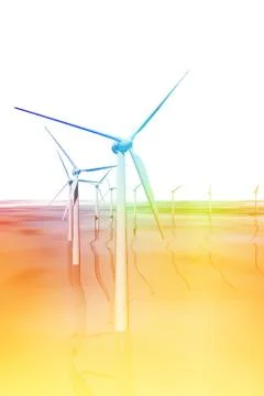 Windmills generators in the sea Stock Illustration