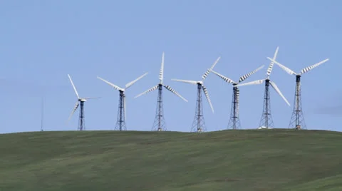 Windmills on hill Stock Footage 25624949