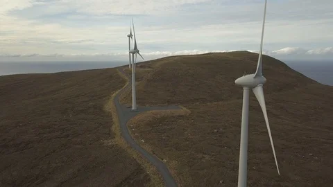 Windmills on a hill Stock Footage 124278038