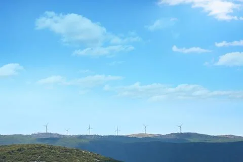 Windmills on hill Stock Photos