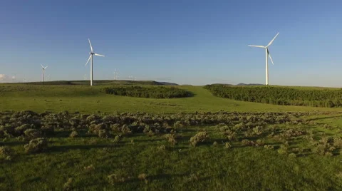 Windmills on a Hillside Stock Footage 63750275