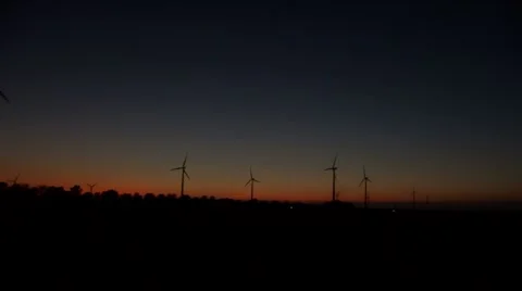 Windmills horizon redblue Stock Footage 5763965