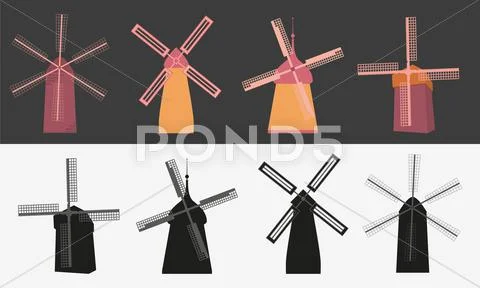 Windmills Stock Illustration