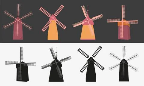 Windmills Stock Illustration
