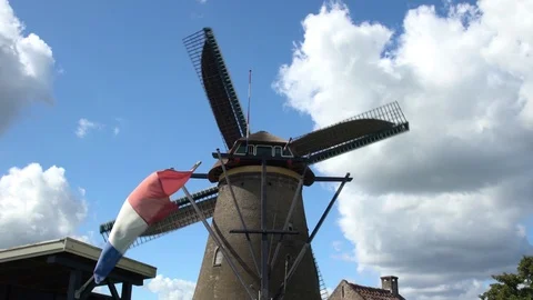Windmills in Kinderdijk in Holland Stock Footage 98668427