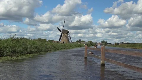 Windmills in Kinderdijk in Holland Stock Footage 98668434
