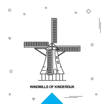 WINDMILLS OF KINDERDIJK Stock Illustration