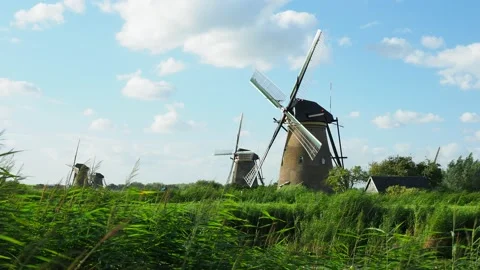 Windmills in Kinderdijk, Netherlands Stock-Footage 89836813