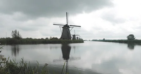 Windmills in Kinderdijk Netherlands Stock Footage 114337554