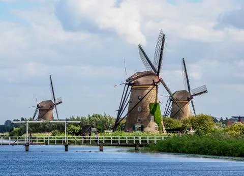 Windmills in Kinderdijk, The Netherlands Stock Photos