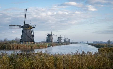 Windmills at Kinderdijk, Netherlands Stock Photos