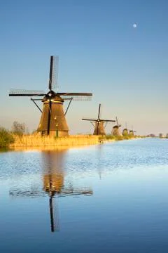 The windmills in Kinderdijk Stock Photos