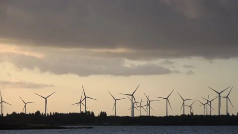 Windmills on the Krammersluizenn Video stock 291797874