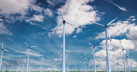 Windmills looping animation with alpha mask Stock Footage 103132839