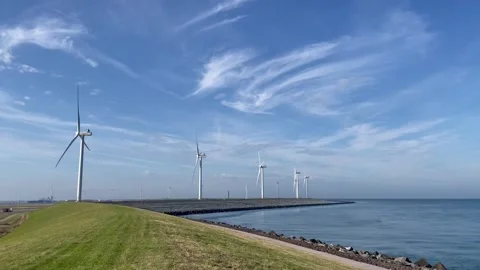 Windmills Maasvlakte Rotterdam Stock Footage 300522167
