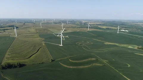 Windmills in the middle of America Stock Footage 247376377