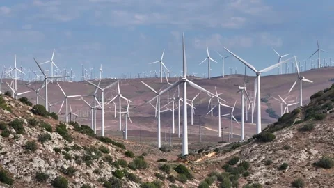 Windmills in the Mojave Desert Stock-Footage 241774823