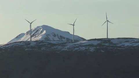 Windmills on Mountain Stock Footage 40785326