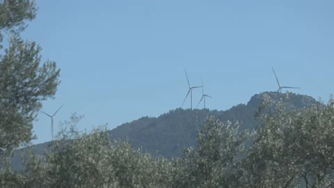 Windmills On The Mountain Stock Footage 152915717