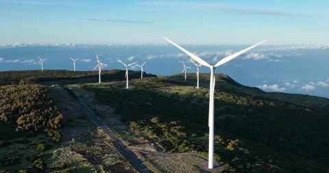 Windmills on the mountain Stock Footage 205303300