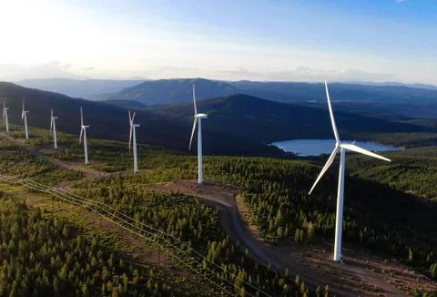 Windmills on Mountaintop Stock Photos
