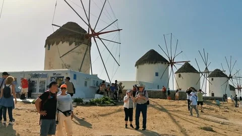 Windmills of Mykonos 2 (Editorial) Stock Footage 332619509