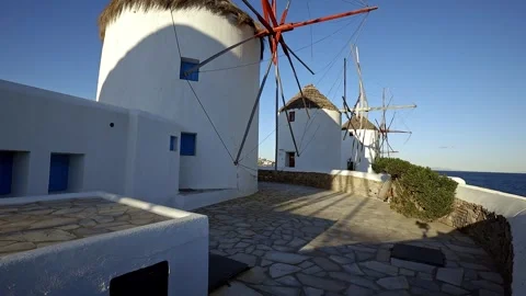 Windmills In Mykonos, Greece. 스톡 동영상 240631359
