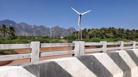 Windmills Near the Mountains Video stock 263328654