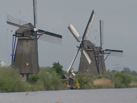 Windmills in the Netherlands -5 Stock Footage 112415253
