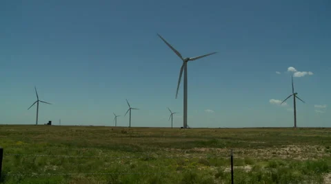 Windmills in the Oklahoma panhandle 11 Stock Footage 40449827