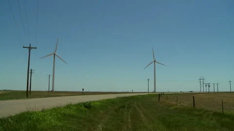 Windmills in the Oklahoma panhandle 16 Stock Footage 40449892