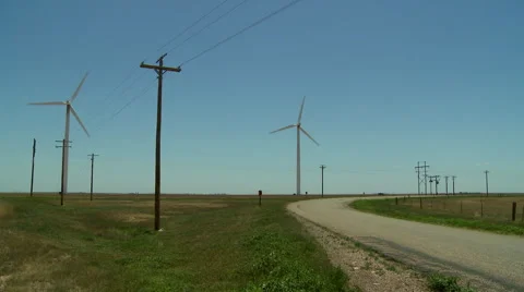 Windmills in the Oklahoma panhandle 2 Stock Footage 40448940
