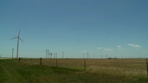 Windmills in the Oklahoma panhandle 6 Stock Footage 40448989