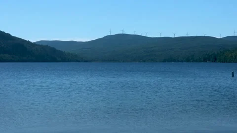 Windmills over the lake Stock Footage 200562977