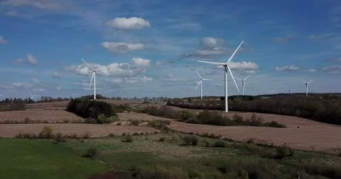 Windmills Pan Sideways as Landing Stock-Footage 109075170