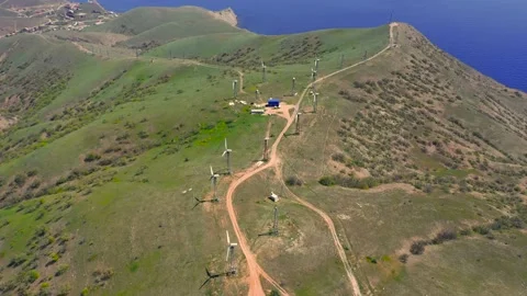 The Windmills park of Sudak. Stock Footage 155926991