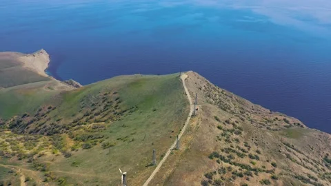 The Windmills park of Sudak. Stock Footage 155927022